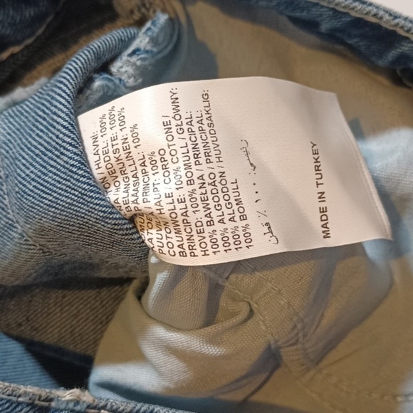 Ragged Jeans Blue High Waisted Straight Leg White Peace Sign Print A24 - Picture 8 of 8